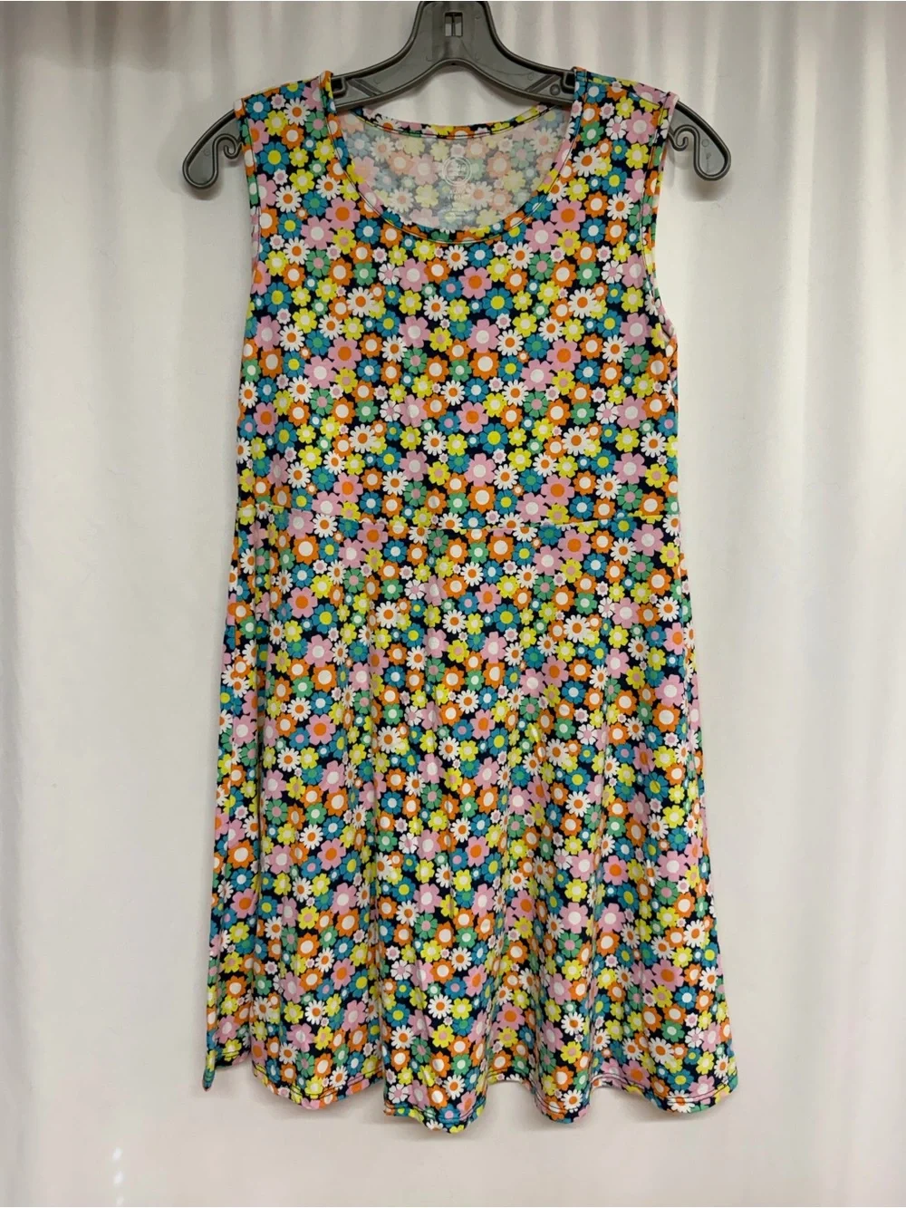 Wonder Nation Girls XL 14-16 Plus Multicolor Floral Sleeveless Skater Dress